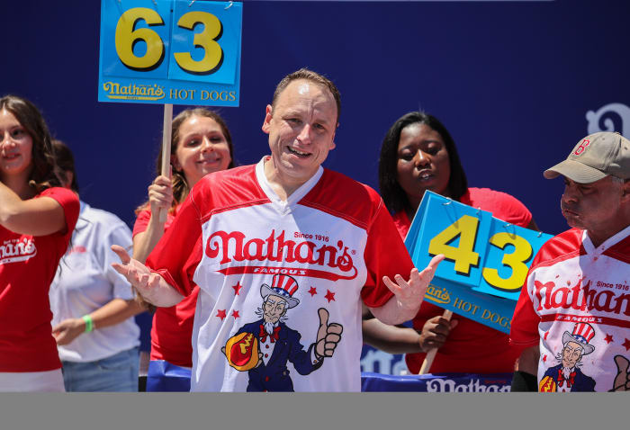 Chestnut seemed to feel meh about his 2022 Fourth of July victory. Yes, he won with 63 hot dogs, but it was his lowest total in seven years.